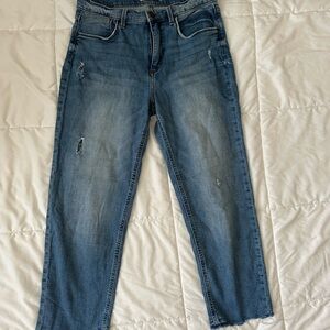 Whetherly Blue Distressed Ankle Jeans